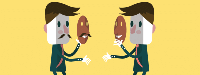 illustration two men with masks shaking hands