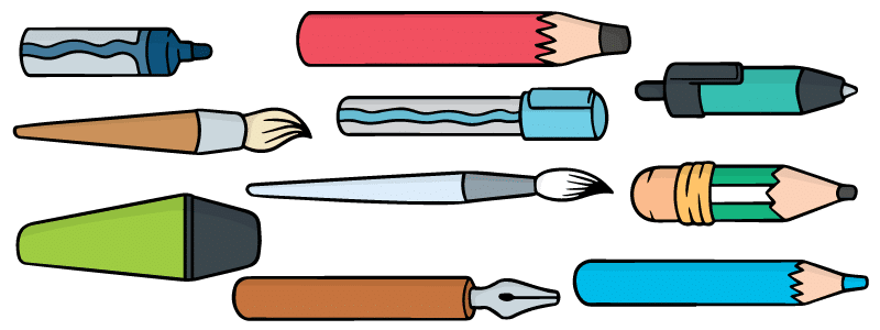 Illustration of various writing tools