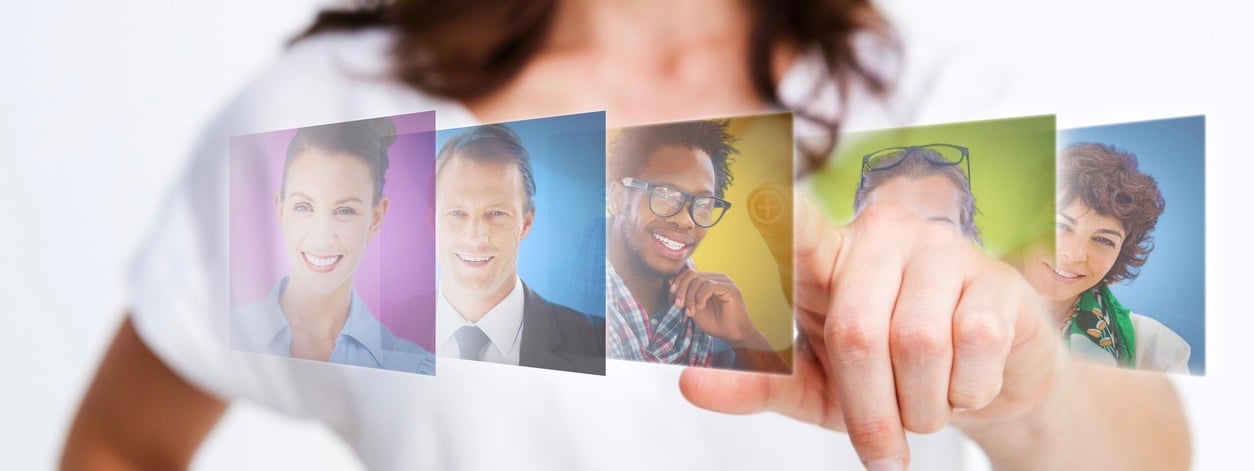 businesswoman selecting future marketing employees