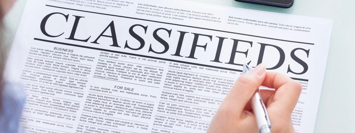 Classified ads in Newspaper