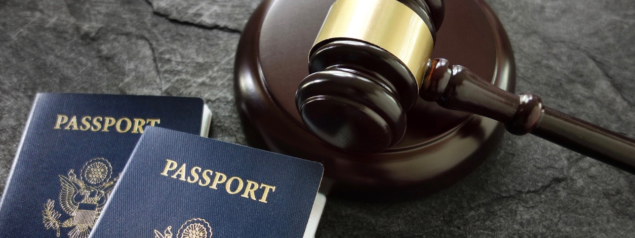 US passports and judges legal gavel