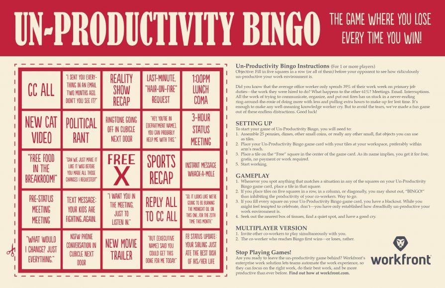 Unproductivity Bingo