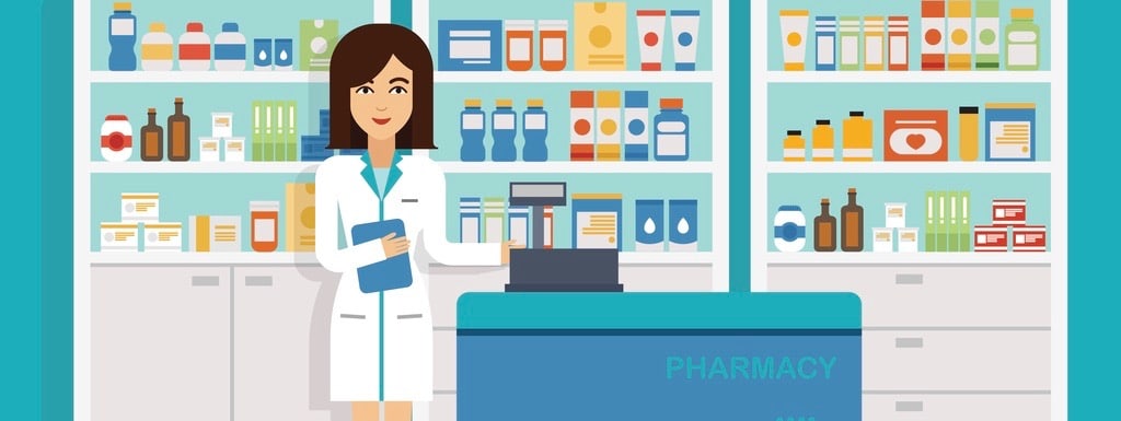 Pharmacy infographic elements and flat banner design.