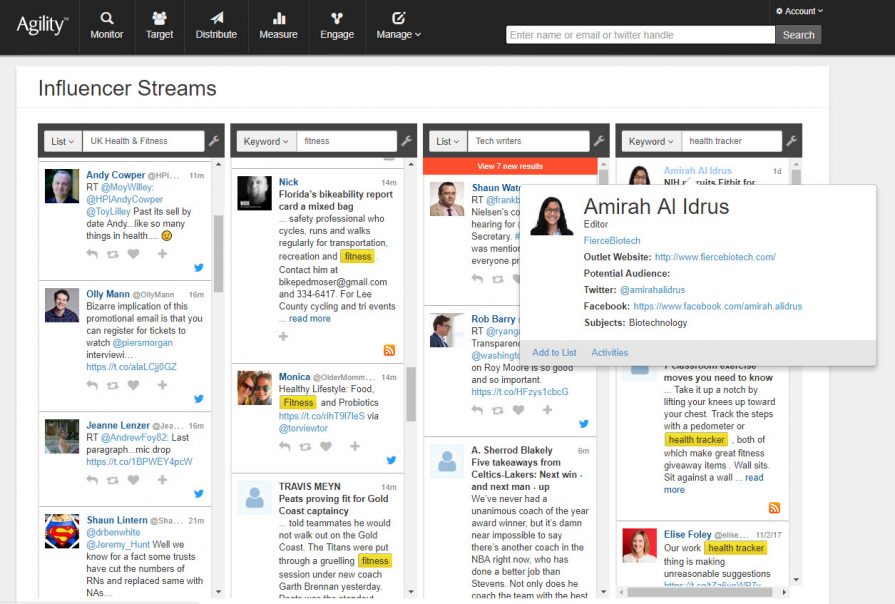 Screenshot of Influencer Streams in action