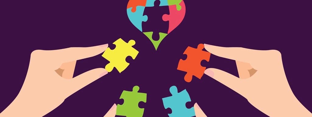 CSR concept. Heart made of puzzle pieces.