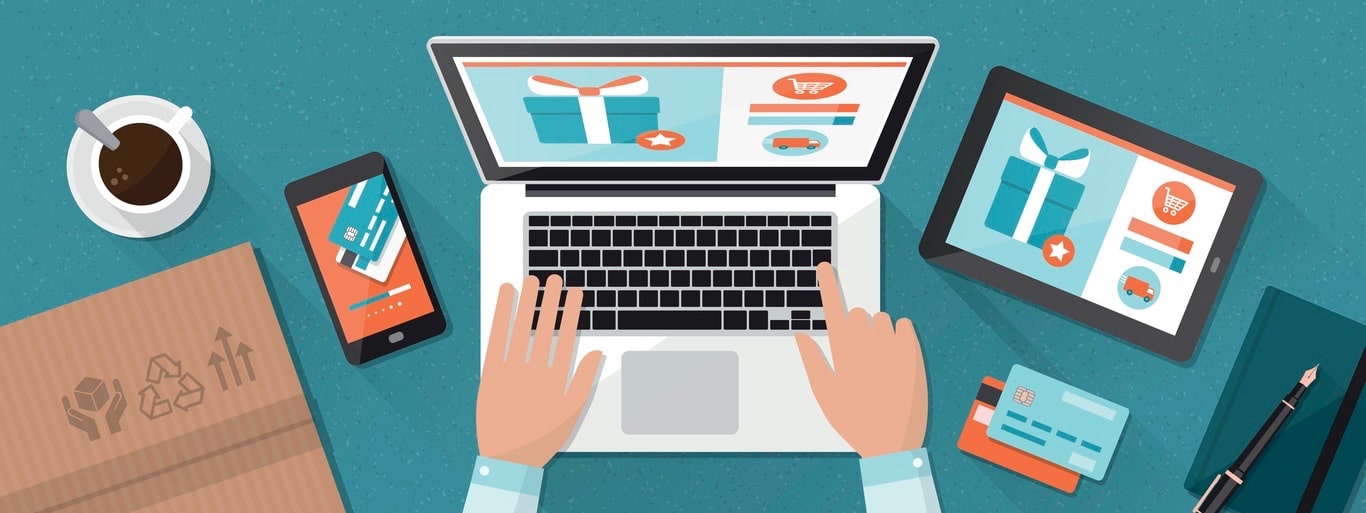 Online shopping and delivery concept, businessman purchasing products and making orders using a laptop