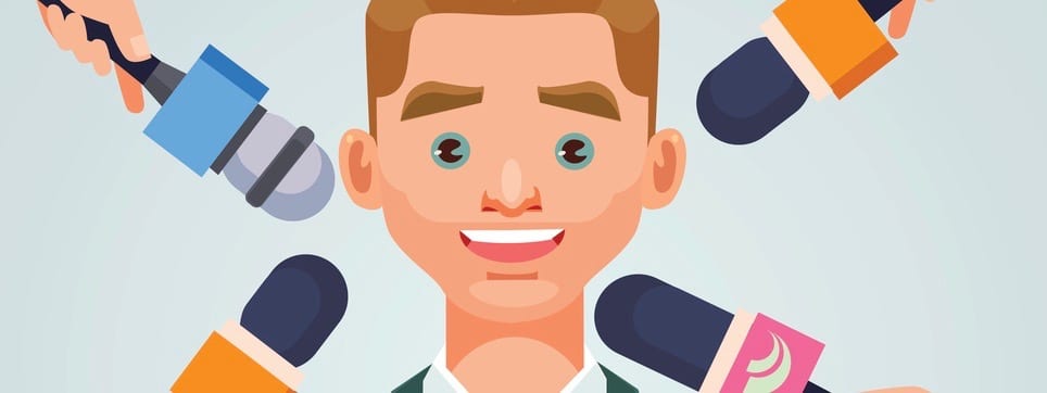 Interview man character. Vector flat cartoon illustration