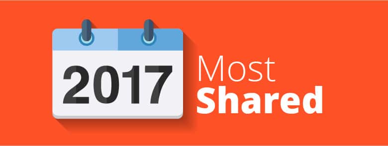 Flip calendar that says "2017,' words that say "Most Shared"