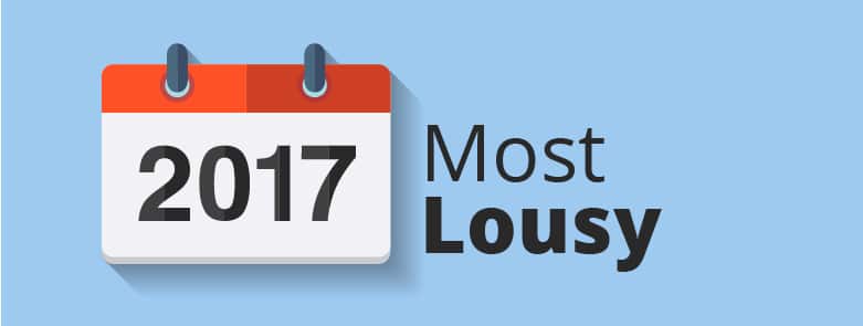 Flip calendar saying "2017," words saying "Most Lousy"