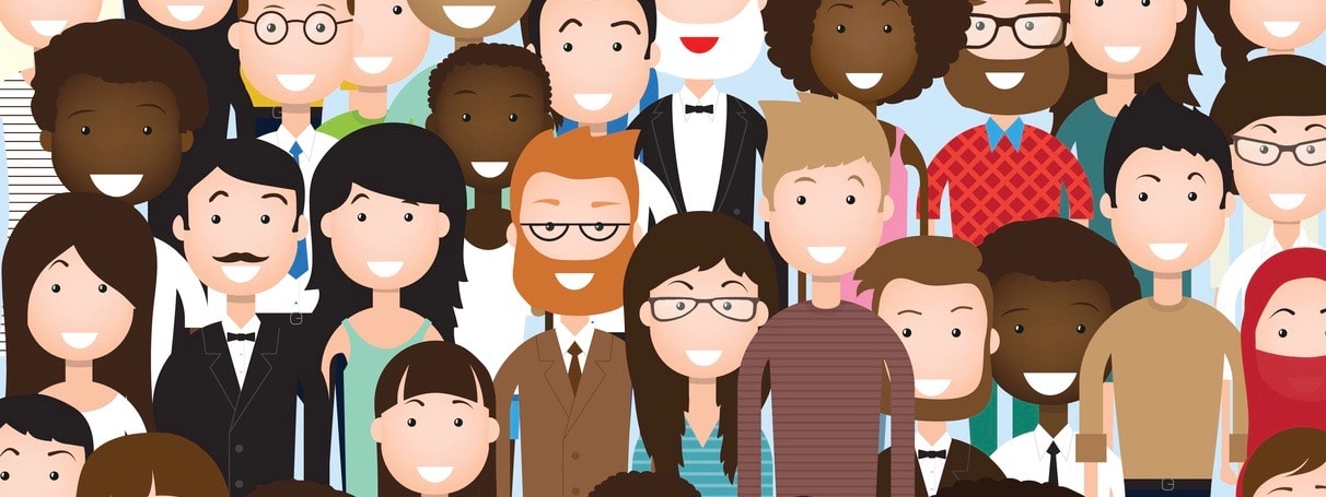 Group of Business People Big Crowd Businesspeople Mix Ethnic Diverse Flat Vector Illustration