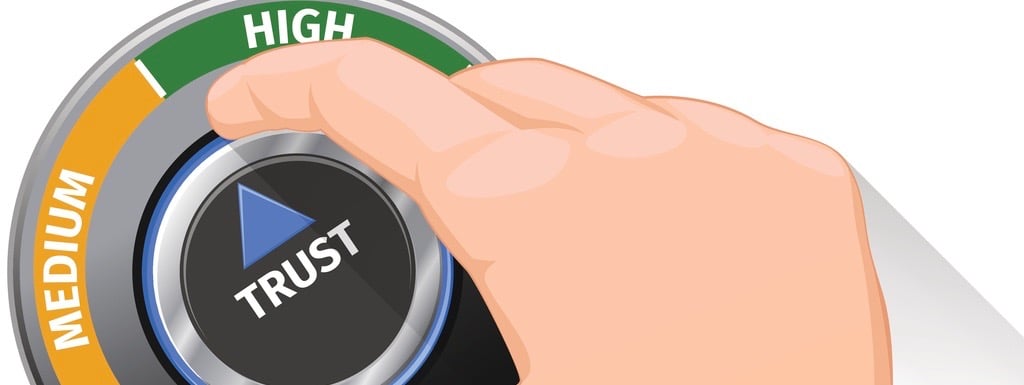 Trust knob button switch. High confidence level concept. Technical design, management modern, vector illustration