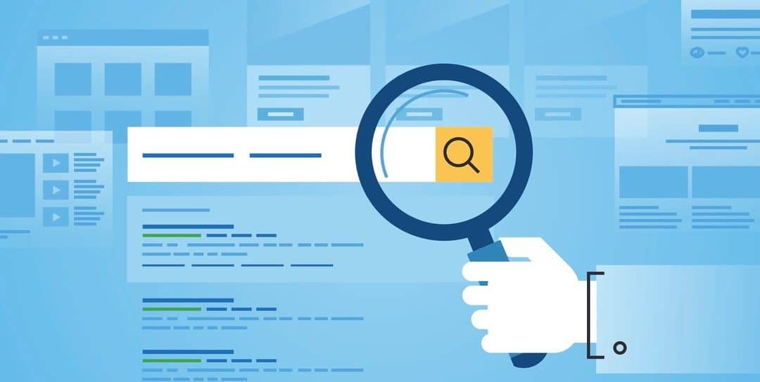 Flat line design website banner of web search, SEO, ranking sites, rating. Modern vector illustration for web design, marketing and print material.