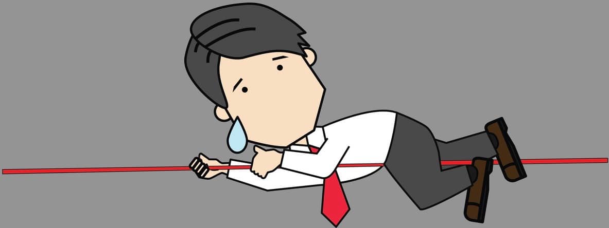 Businessmen are climbing the ropes in jeopardy to succeed. Funny vector concept