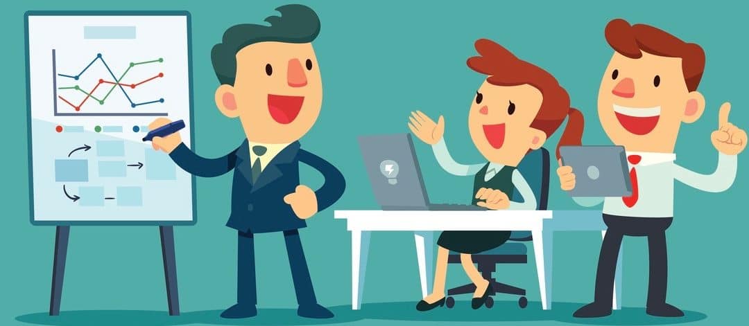 Business team working together in office. Business leader discussing business strategy with his team.