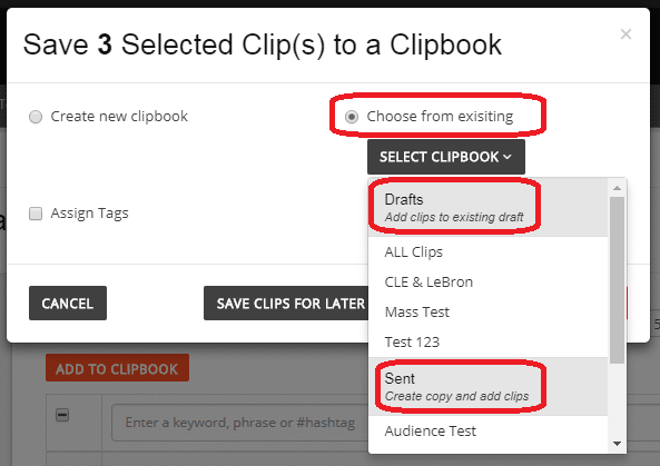 choose an existing clipbook