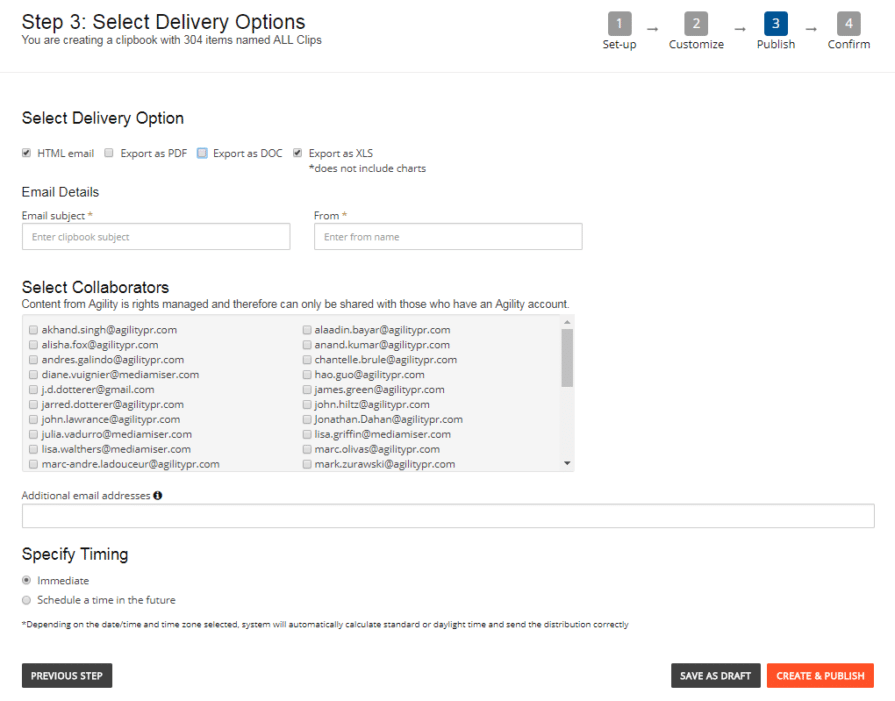 select delivery options