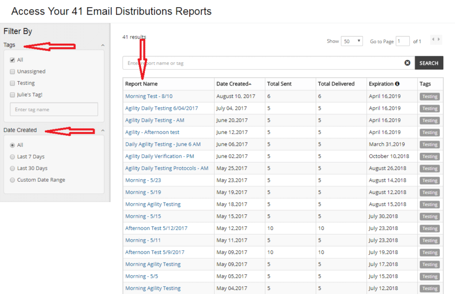 access email distribution reports