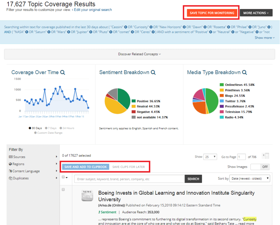 topic coverage results