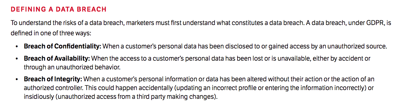 What constitutes a consumer data breach in the GDPR age?