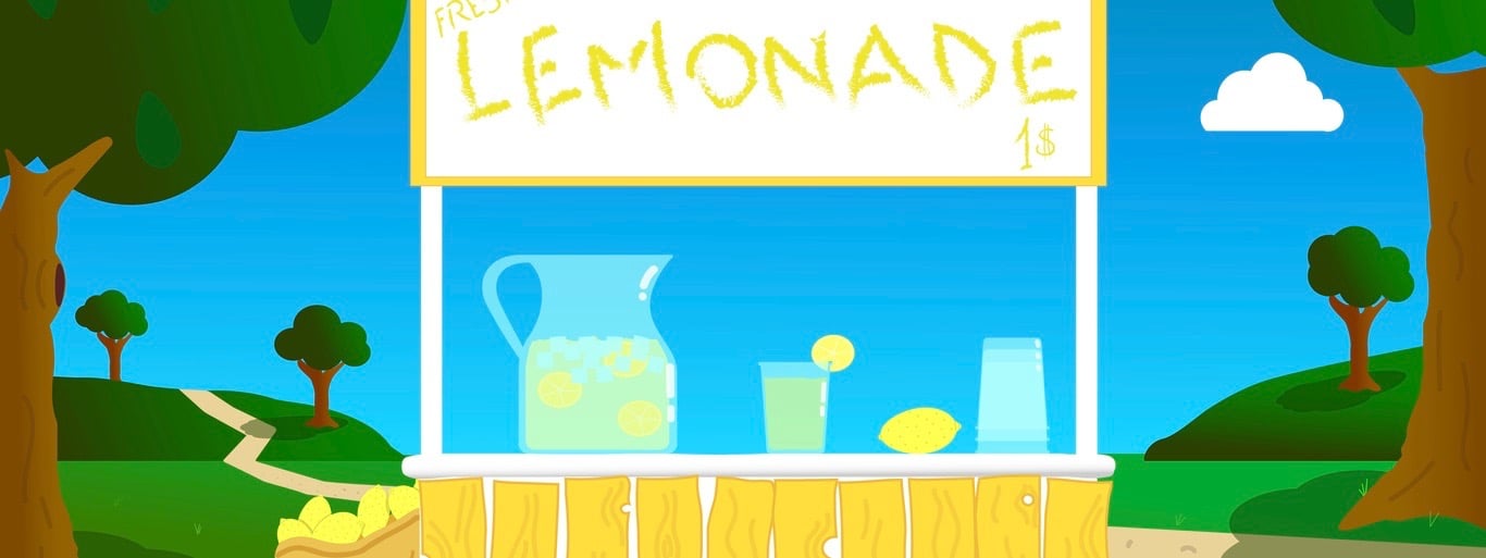 nice lemonade stand in a landscape surrounded by greenery on a summer day