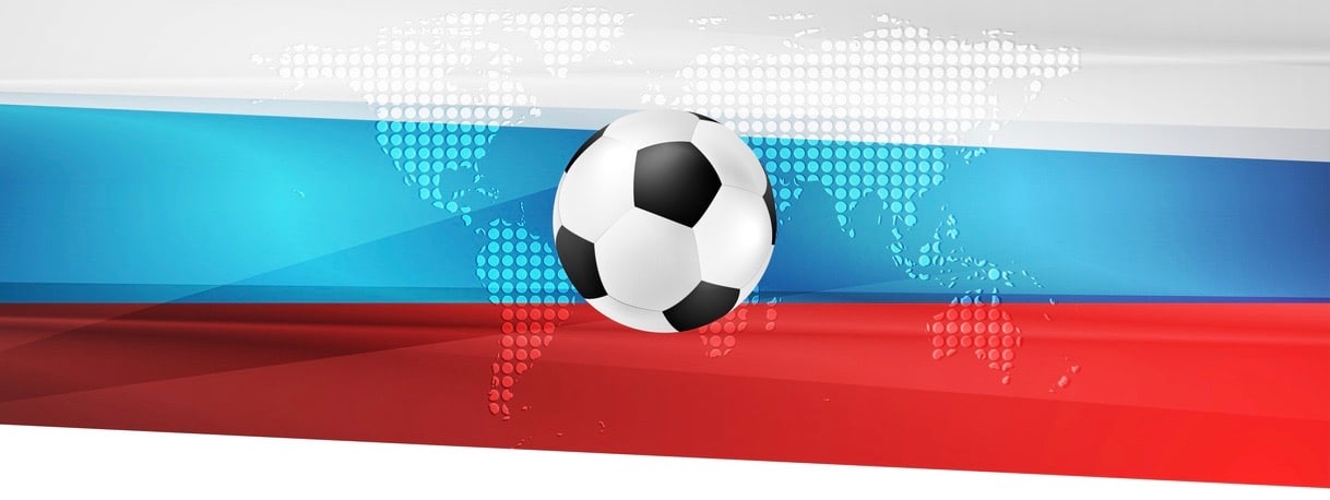 Abstract background with soccer ball and Russian flag