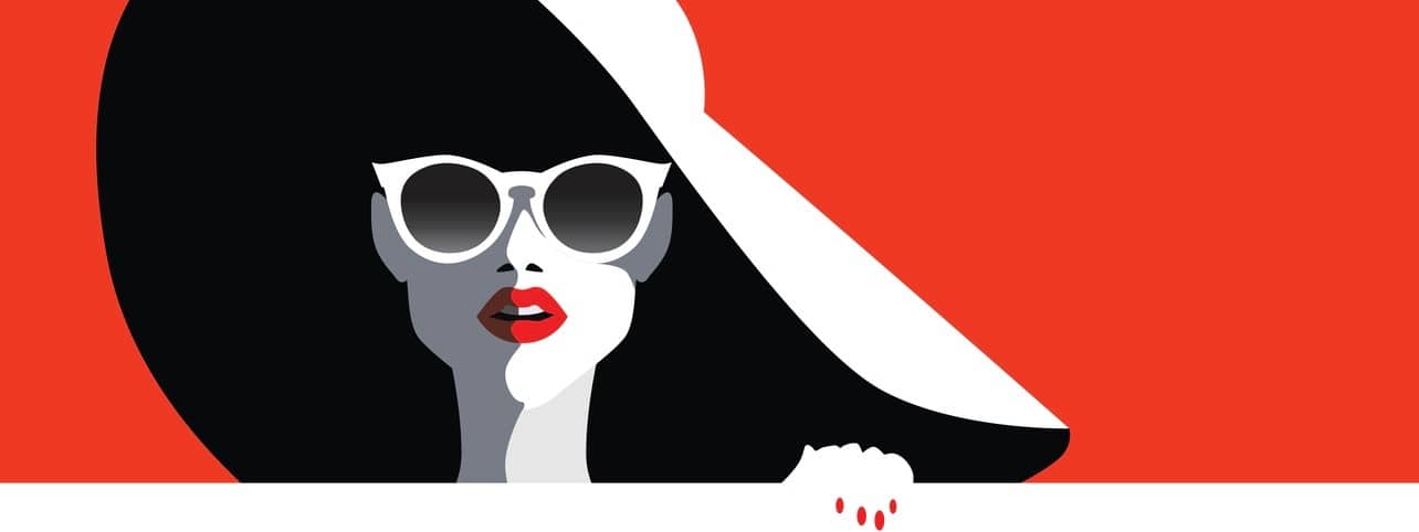 Beautiful young woman with sunglasses and hat, retro style. Pop art. Summer holiday.