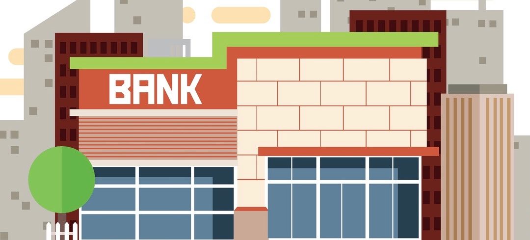 bank flat building vector
