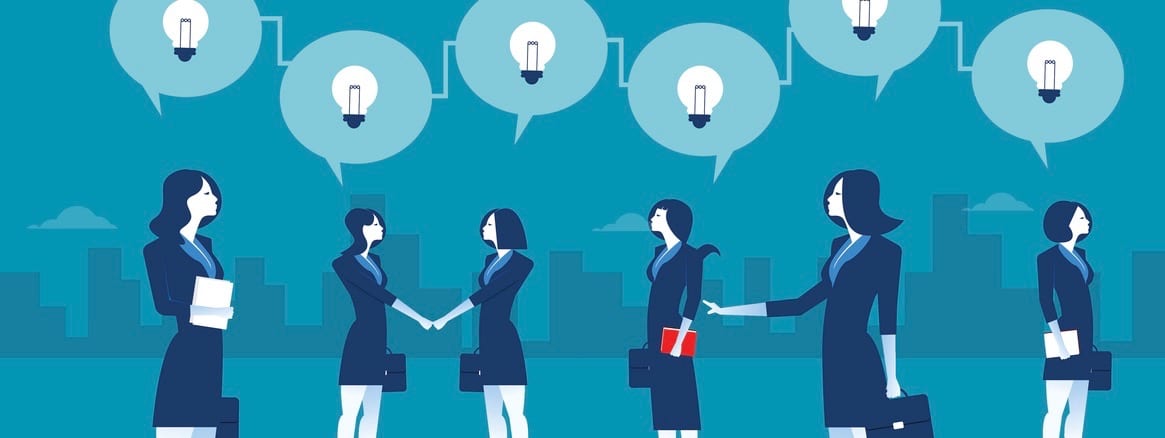 Businesswoman presenting mechanism and ideas. Concept business illustration. Vector flat