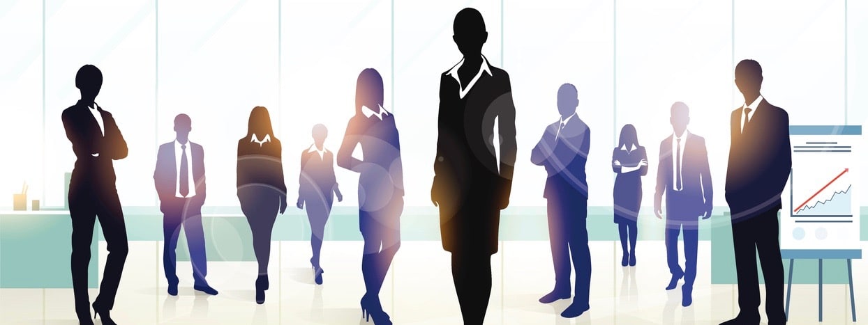 Business People Group Silhouette Executives Team in Office Vector Illustration