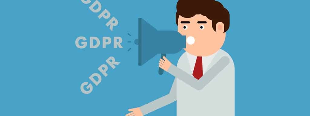 The man talks about the GDPR, vector illustration on a blue background