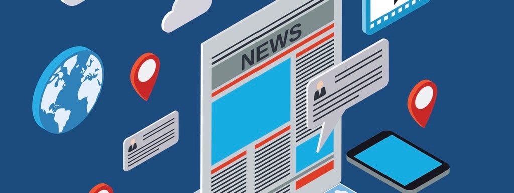 Newscast, information, journalism, mass media flat 3d isometric vector concept illustration