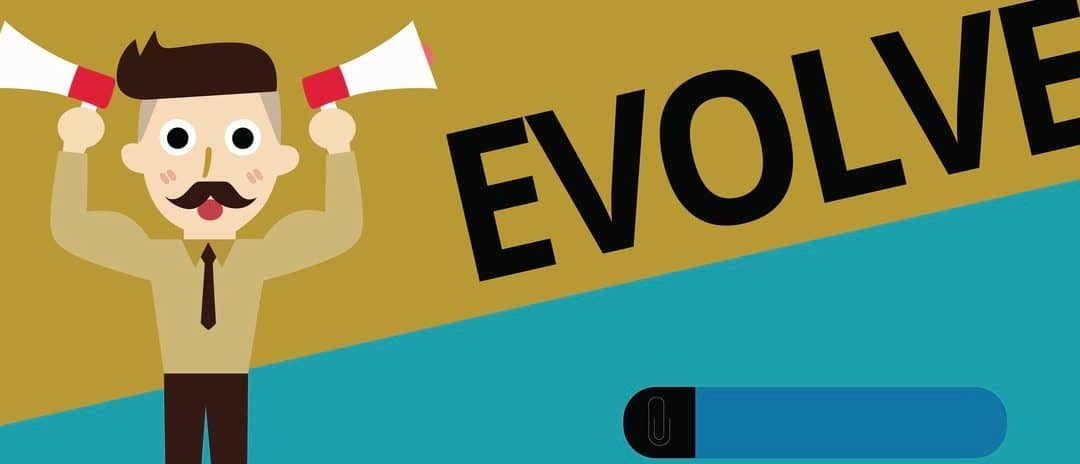 Handwriting text Evolve. Concept meaning develop gradually Improve your skills physique or personality.