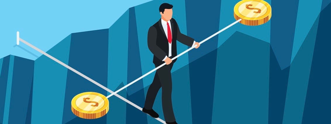 Isometric business concept of financial risks.
