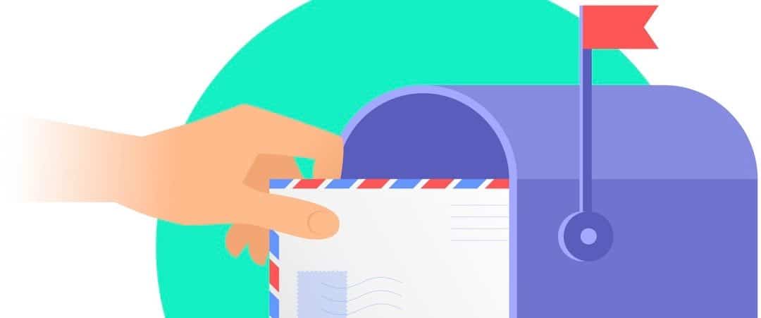 Human hand is taking out an envelope from a mailbox. Flat vector illustration of postbox and a hand holding avia letter. Receiving a correspondence, postal, mail concept isolated on white background. (Human hand is taking out an envelope from a mailbo