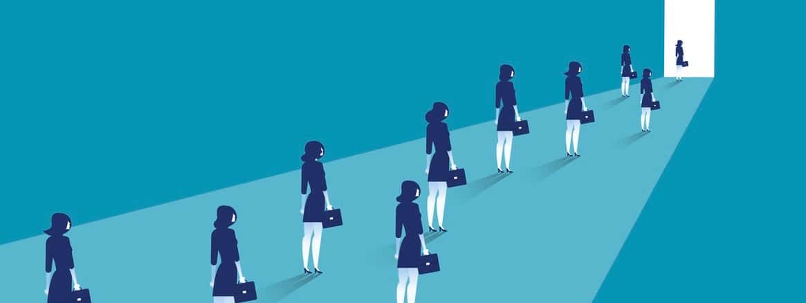 Businesswoman group walking. Business to success vector illustration.