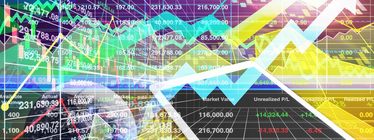 Powerful and impact Stock index data analysis of illustration global business presentation