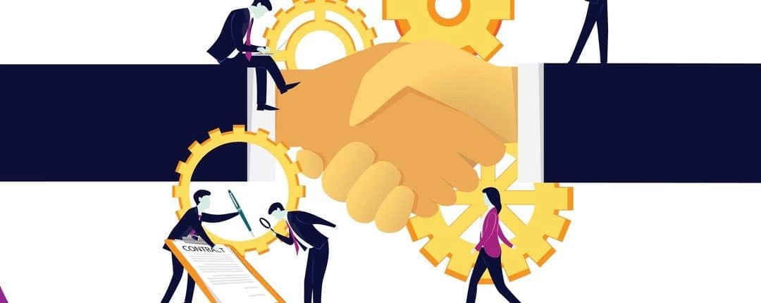 Vector illustration. Deal agreement partnership in business concept, businessman doing hand shake