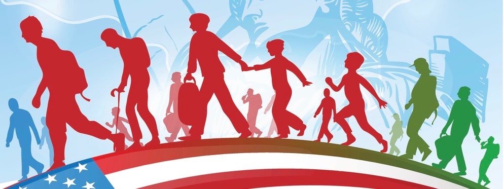 american people immigration on background