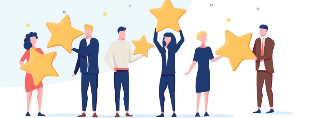 People holding stars. Customer reviews concept illustration concept illustration, perfect for web design, banner, mobile app, landing page, vector flat design. Feedback, know your customer concept. (People holding stars. Customer reviews concept illus