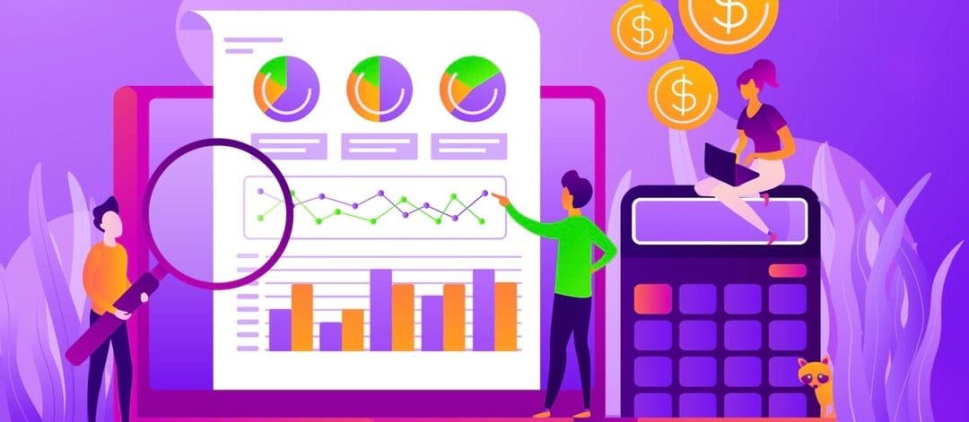 Marketing strategy and data analysis. Marketers analyzing infographics. Identify business needs, determine solutions, IT business problems concept. Vector isolated concept creative illustration (Marketing strategy and data analysis. Marketers analyzin