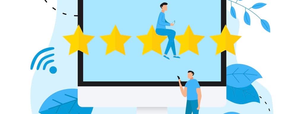 Five star customer online rating. Concept of feedback.