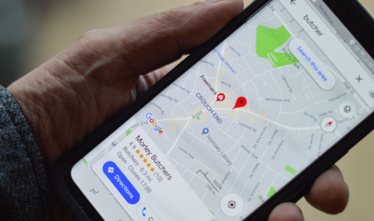 A Google map on a smartphone