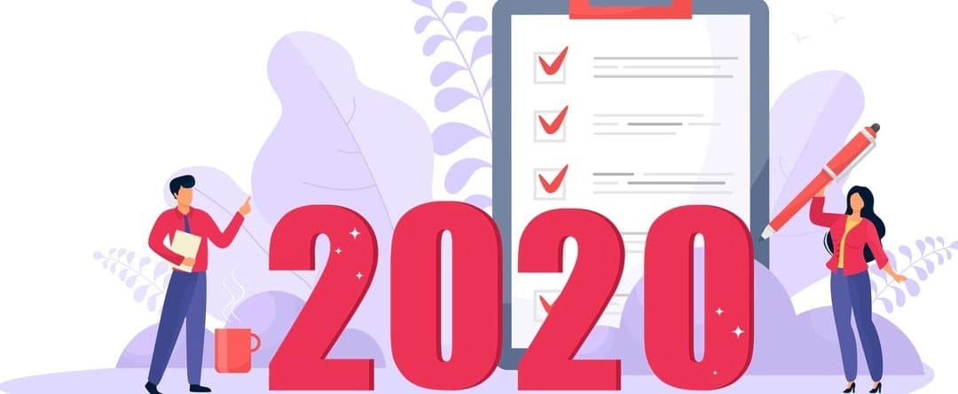 Illustration with characters for the business calendar for 2020. Vector isolate in cartoon flat style.
