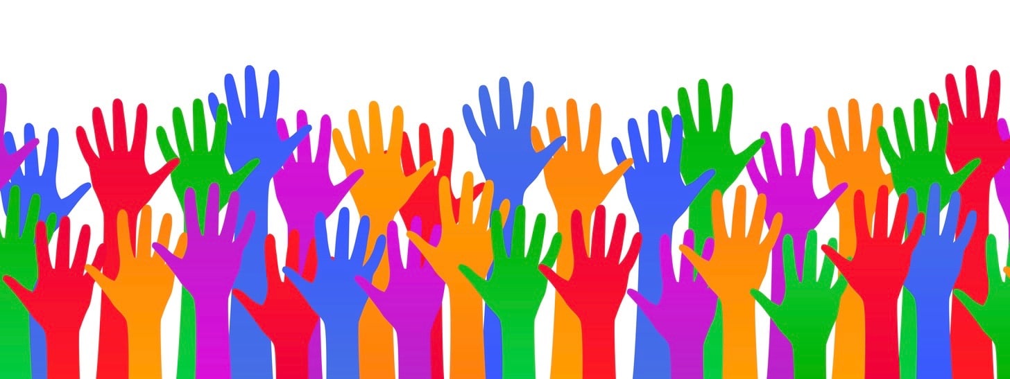 Colored hand crowd - for stock