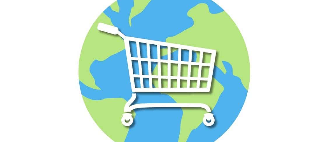 image of a shopping cart on the globe