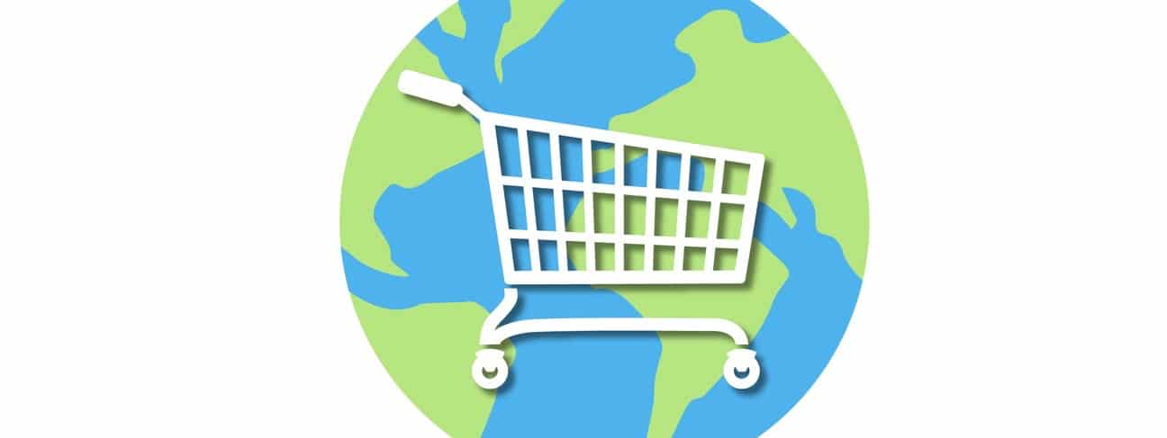 image of a shopping cart on the globe