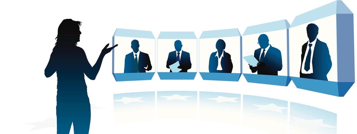 Group of successful businesspeople having a videoconference