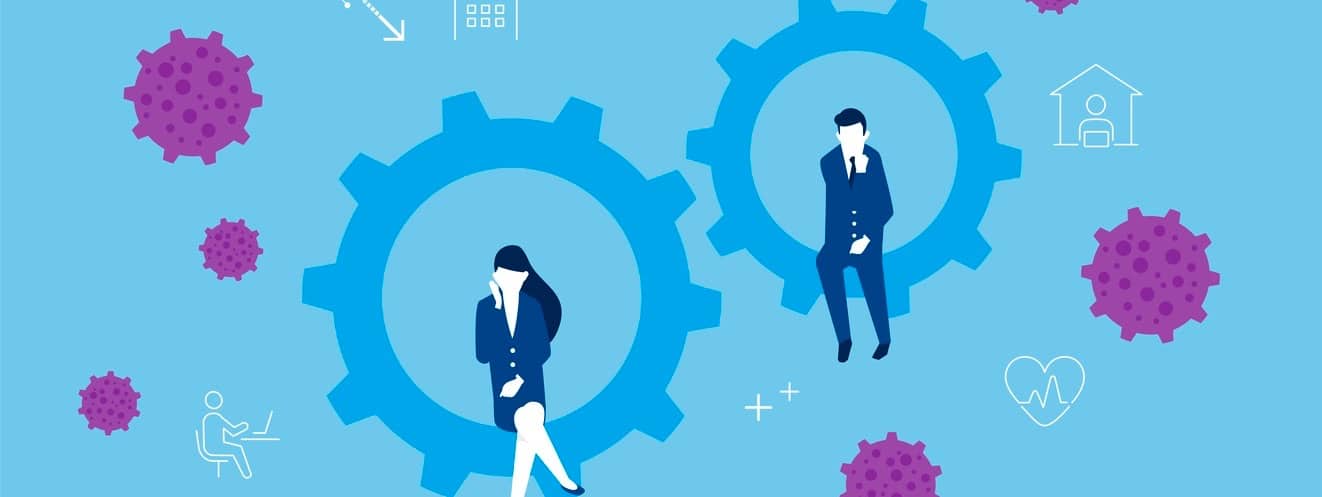 coronavirus and businessman image,vector illustration,blue background