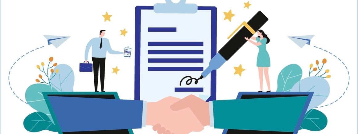 Hand shake and contract business