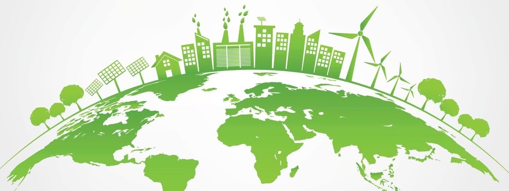 Green city on earth, World environment and sustainable development concept, vector illustration